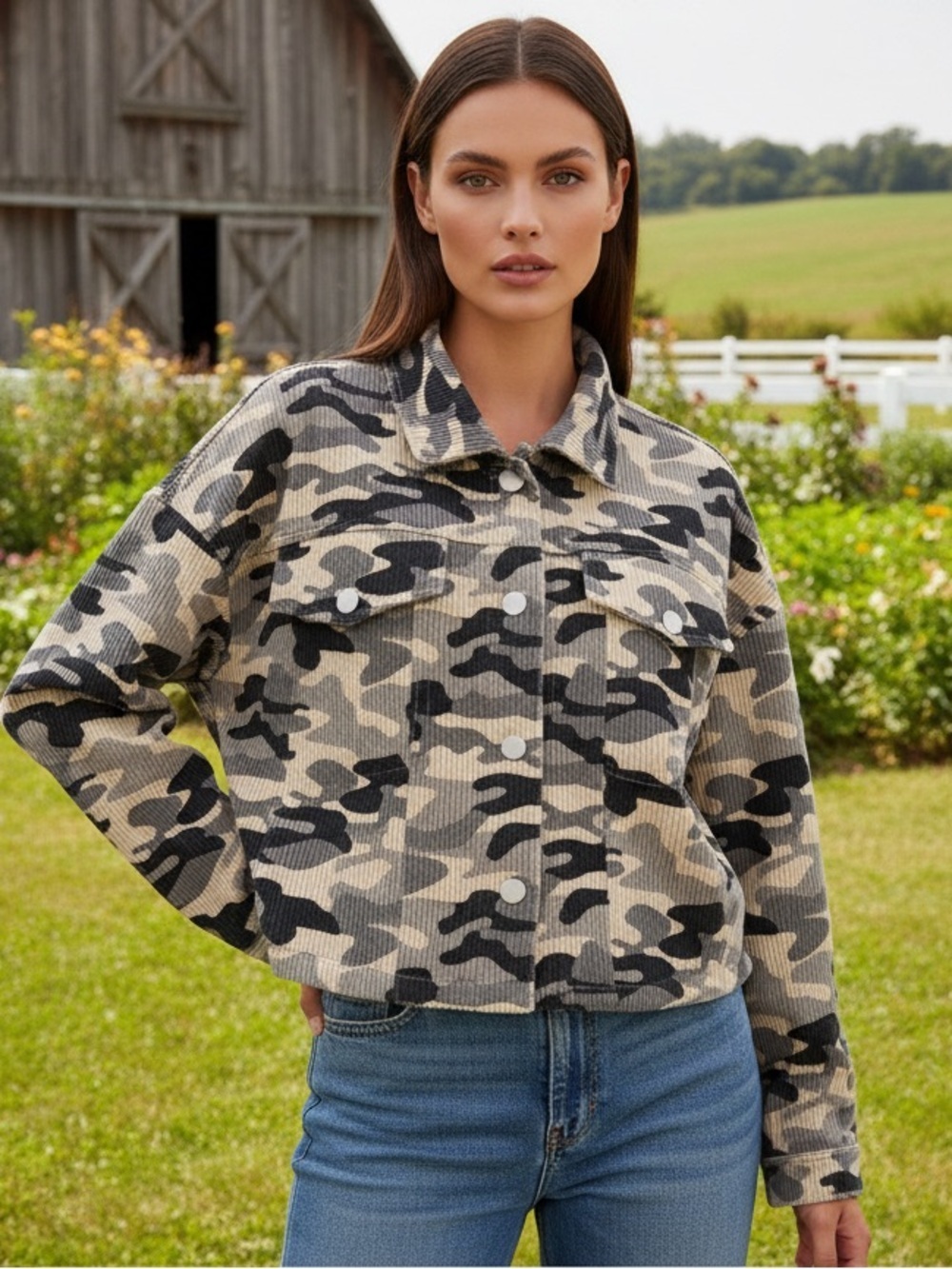 Savanna Jane Camouflage Utility Jacket Steals the Show With the v-back Back